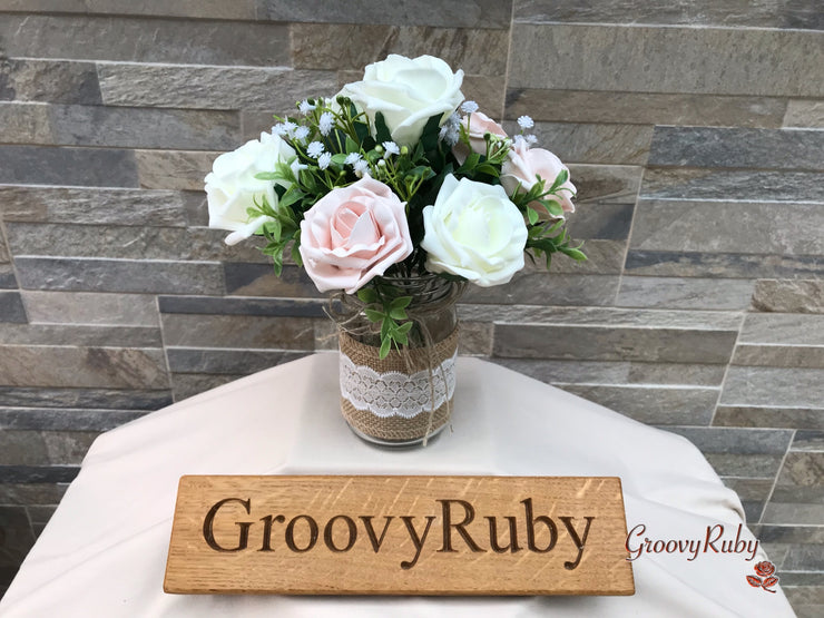 Mocha Pink Thistle With Foam Roses & Gypsophila