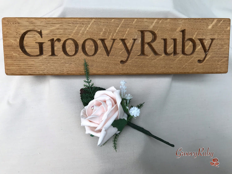 Mocha Pink Thistle With Foam Roses & Gypsophila