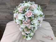 Mocha Pink Thistle With Foam Roses & Gypsophila