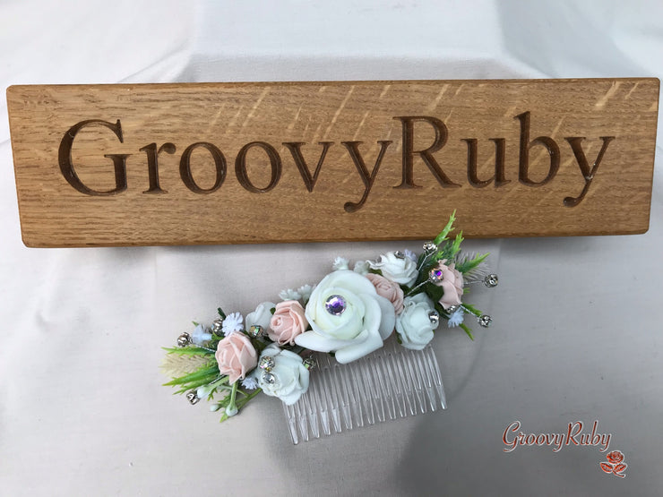 Mocha Pink Thistle With Foam Roses & Gypsophila