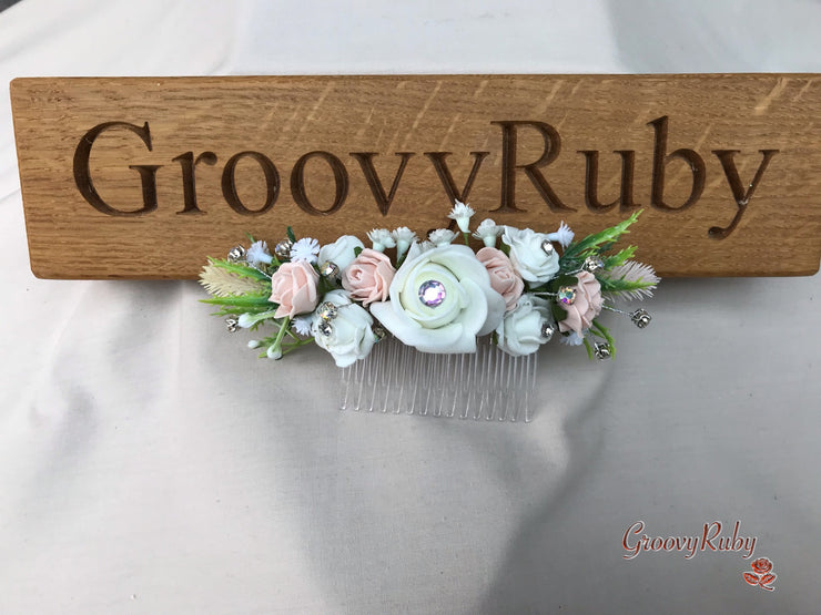 Mocha Pink Thistle With Foam Roses & Gypsophila
