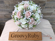 Mocha Pink Thistle With Foam Roses & Gypsophila
