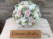 Mocha Pink Thistle With Foam Roses & Gypsophila