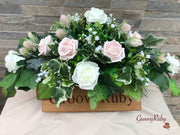 Mocha Pink Thistle With Foam Roses & Gypsophila