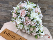 Mocha Pink Thistle With Foam Roses & Gypsophila