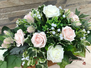 Mocha Pink Thistle With Foam Roses & Gypsophila