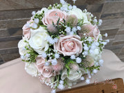 Mocha Pink Thistle With Foam Roses & Gypsophila