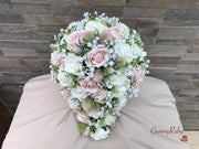 Mocha Pink Thistle With Foam Roses & Gypsophila