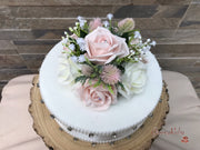 Mocha Pink Thistle With Foam Roses & Gypsophila