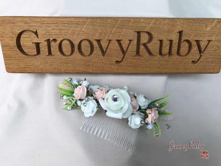 Mocha Pink Thistle With Foam Roses & Gypsophila