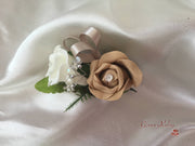 Ladies Pin On Corsage With Crystal Spray & Ribbon - Colour Combination Of Your Choice