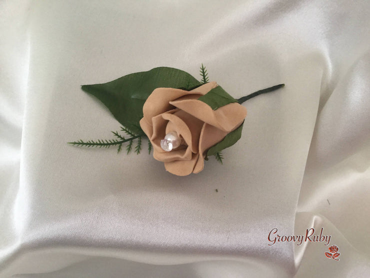 Single Pearl Rose Buttonhole - Colour of your Choice