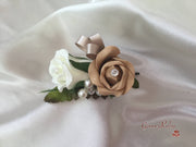Ladies Pin On Corsage With Pearl Spray & Ribbon - Colour Combination Of your Choice