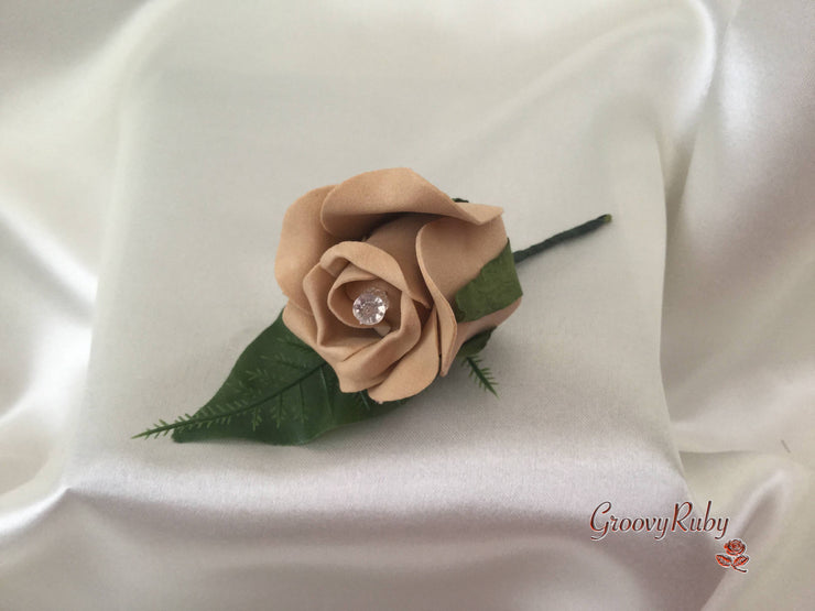 Single Crystal Rose Buttonhole - Colour of your Choice