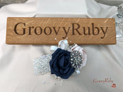 Navy & Mocha Pink Foam Roses With Victorian Embellishment