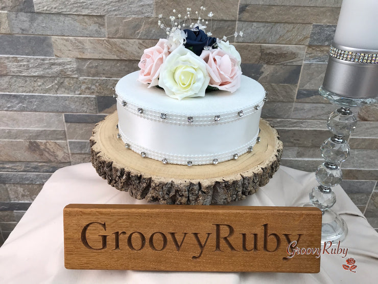Navy & Mocha Pink Foam Roses With Victorian Embellishment