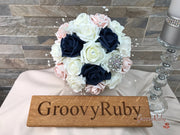 Navy & Mocha Pink Foam Roses With Victorian Embellishment