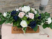Navy & Mocha Pink Foam Roses With Victorian Embellishment