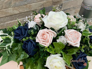 Navy & Mocha Pink Foam Roses With Victorian Embellishment