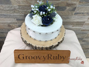 Navy Thistle With Foam Roses & Gypsophila