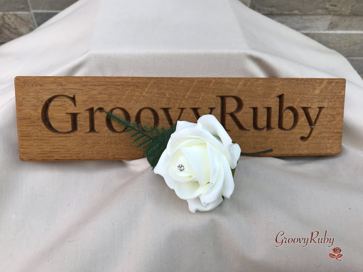 Navy Thistle With Foam Roses & Gypsophila