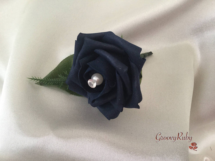 Single Pearl Rose Buttonhole - Colour of your Choice