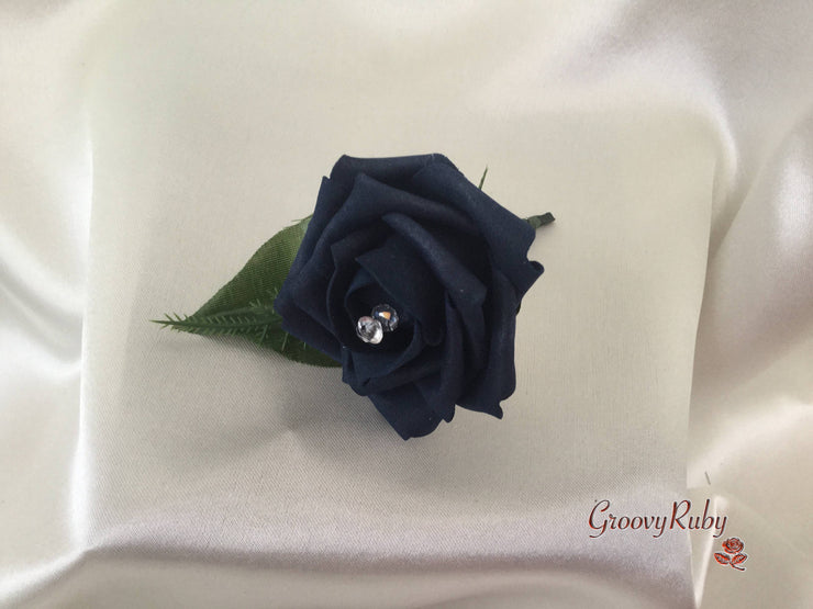 Single Crystal Rose Buttonhole - Colour of your Choice