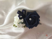 Ladies Pin On Corsage With Crystal Spray & Ribbon - Colour Combination Of Your Choice