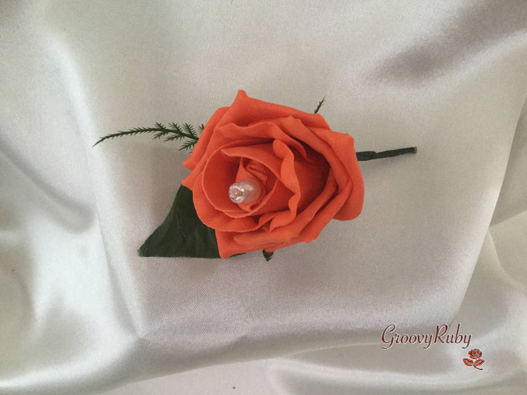 Single Pearl Rose Buttonhole - Colour of your Choice