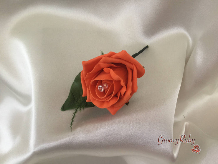 Single Crystal Rose Buttonhole - Colour of your Choice
