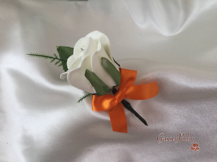 Single Crystal Bow Buttonhole - Bow Colour of your Choice