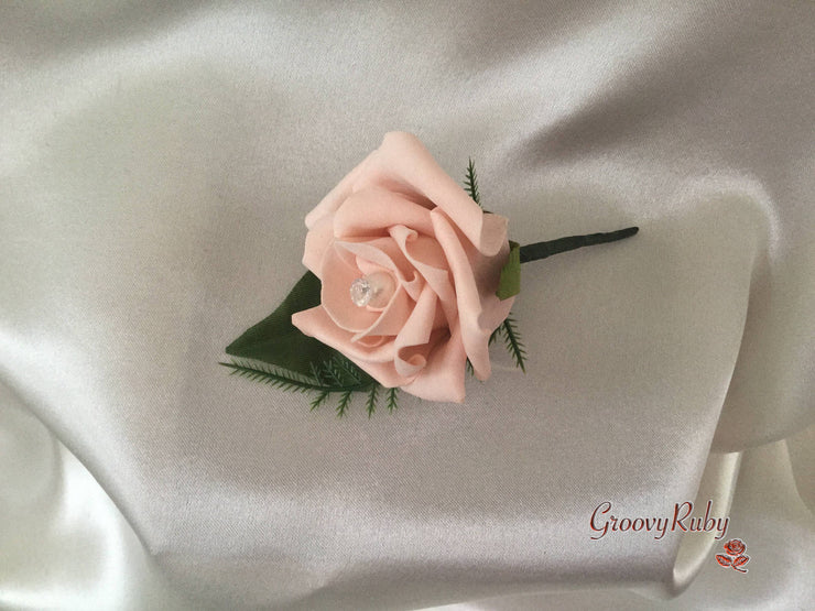 Single Pearl Rose Buttonhole - Colour of your Choice