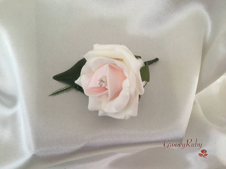 Single Pearl Rose Buttonhole - Colour of your Choice