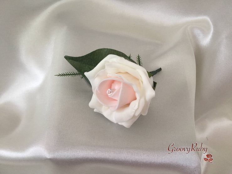 Single Crystal Rose Buttonhole - Colour of your Choice