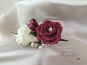 Ladies Pin On Corsage With Pearl Spray & Ribbon - Colour Combination Of your Choice