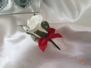 Single Crystal Bow Buttonhole - Bow Colour of your Choice