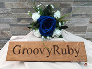 Royal Blue Silk & Ivory Roses With Gypsophila *Limited Edition*