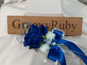 Royal Blue Silk & Ivory Roses With Gypsophila *Limited Edition*