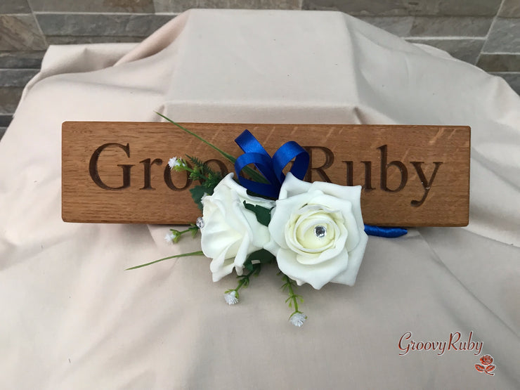 Royal Blue Silk & Ivory Roses With Gypsophila *Limited Edition*