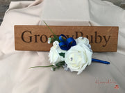 Royal Blue Silk & Ivory Roses With Gypsophila *Limited Edition*