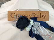 Navy Silk & Ivory Roses With Gypsophila *Limited Edition*