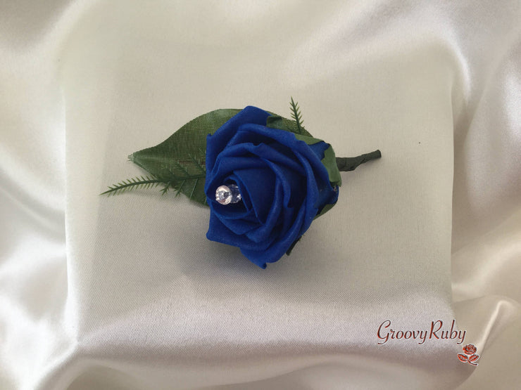 Single Crystal Rose Buttonhole - Colour of your Choice