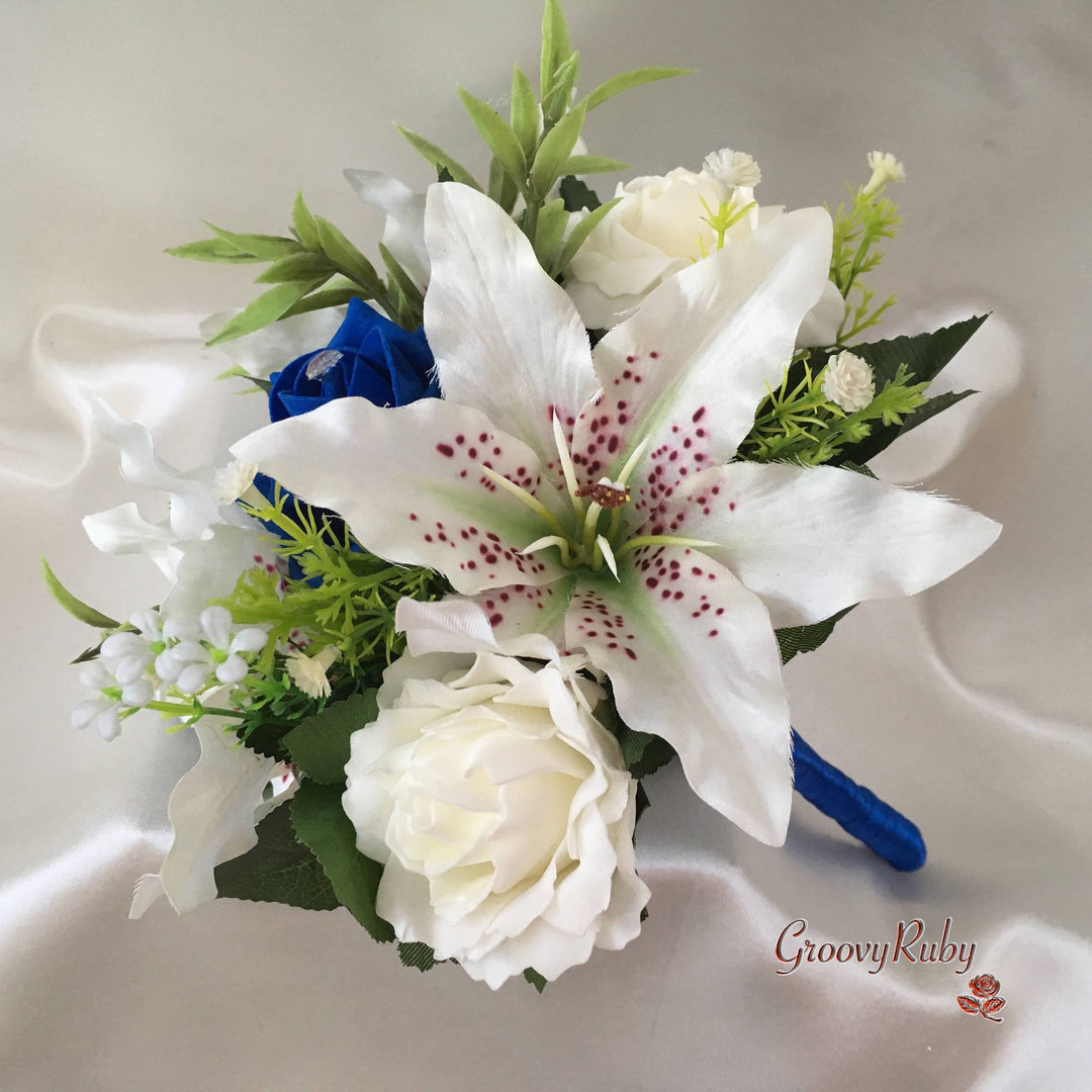 tiger lily flower blue Small Tiger Lilies & Royal Blue Roses With Foliage – GroovyRuby Ltd