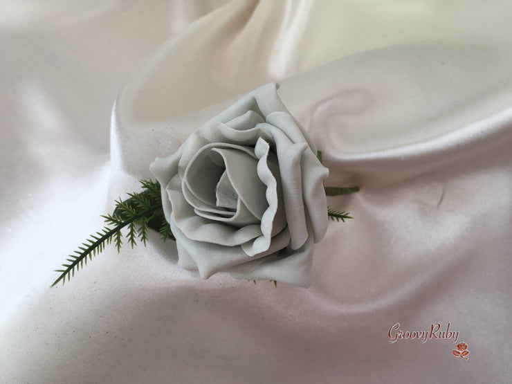 Silver Glitter Rose With Silver Babies Breath
