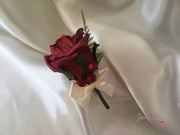 Ivory Glitter Rose, Orange Calla Lily, Burgundy Rose & Berries