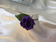 White & Cadbury Purple Centred Calla Lilies With Roses & Crystal Butterfly Brooch