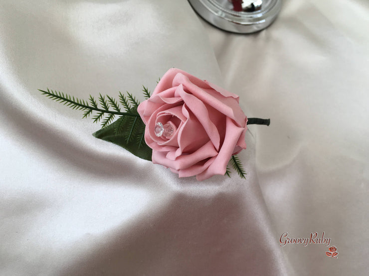 Dusky Pink & Ivory Rose Crystal