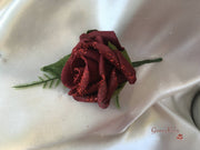 Burgundy Glitter Rose With Pearls & Pearl Diamante Brooch