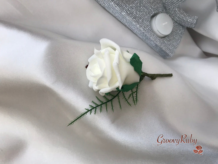 Mocha Pink & Silver Roses With Diamanté Silver Love Brooch