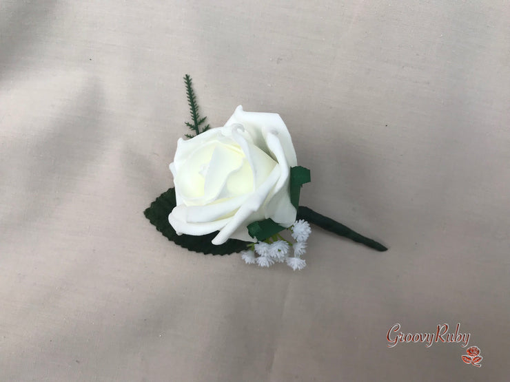 Mocha Pink & Ivory Rose With Round Filigree Brooch
